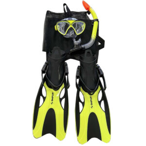 ALLWELL Junior Diving Mask, Snorkel and Fin Set - Yellow/Black